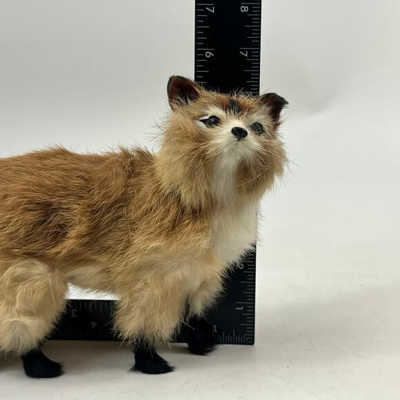 Realistic Fox Fur Covered Animal Figurine Woodland Decor Standing Fox Figure - Picture 9 of 14